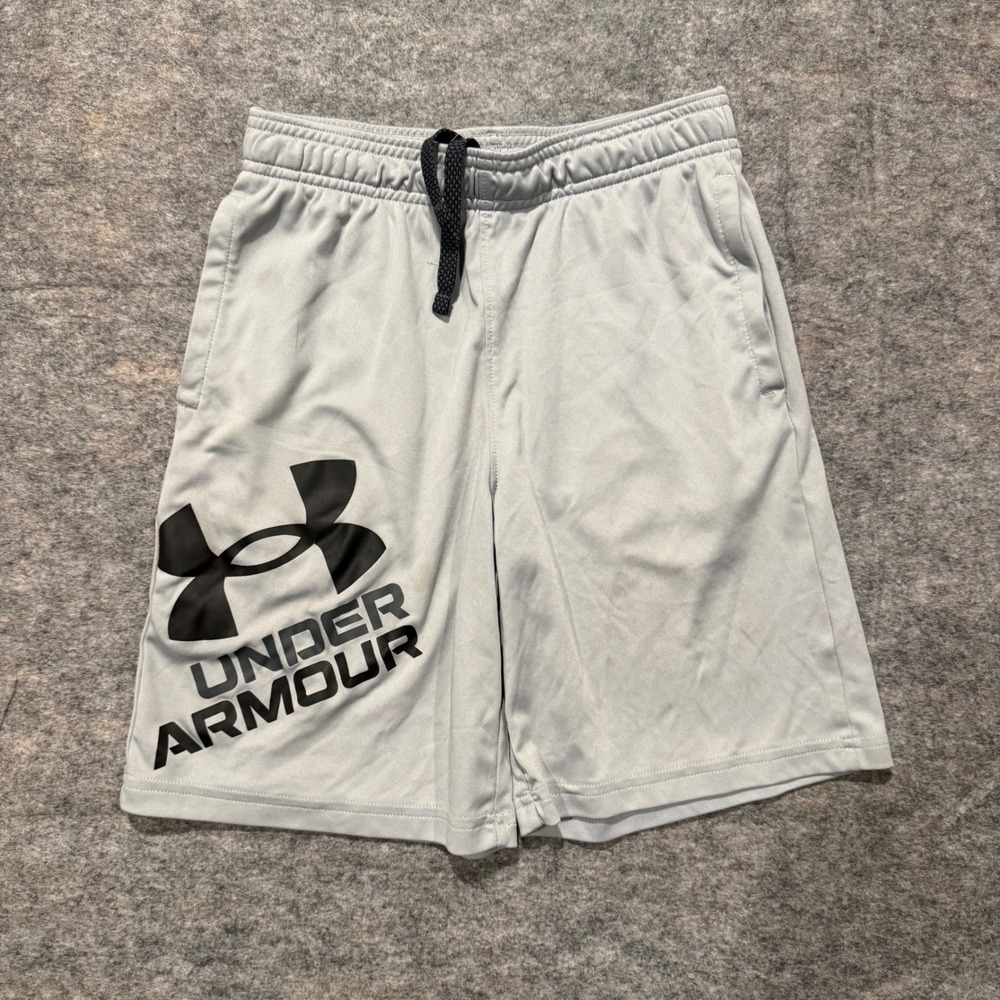Under Armour Boys Youth Medium Grey HeatGear Loose Fit Athletic Shorts